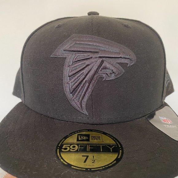 Nwt RARE Black Out Atlanta Falcons New Era 59Fifty Fitted NFL Hat Cap 7 1/2 ATL - Picture 3 of 5